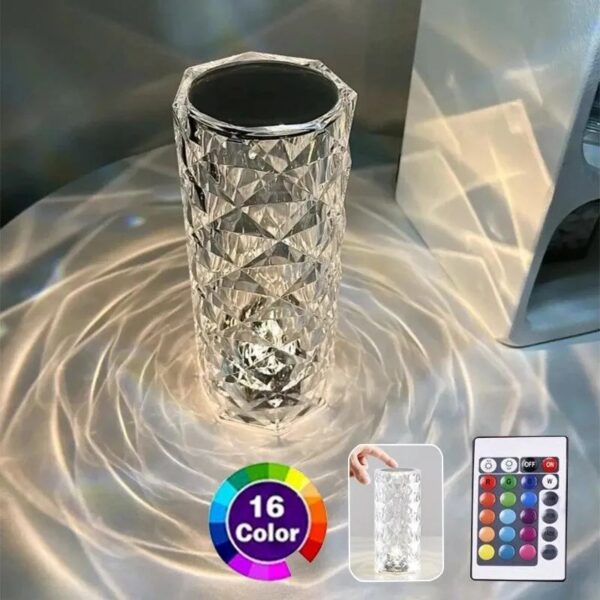 16Colors USB Rechargeable LED Atmosphere Room Decor Christmas Room Decoration Home Lights Crystal Lamp Touch Table Bedside Lamps - Image 2