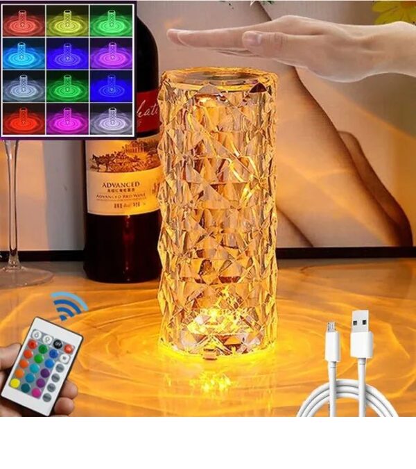 16Colors USB Rechargeable LED Atmosphere Room Decor Christmas Room Decoration Home Lights Crystal Lamp Touch Table Bedside Lamps - Image 4