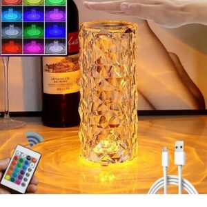 16Colors USB Rechargeable LED Atmosphere Room Decor Christmas Room Decoration Home Lights Crystal Lamp Touch Table Bedside Lamps