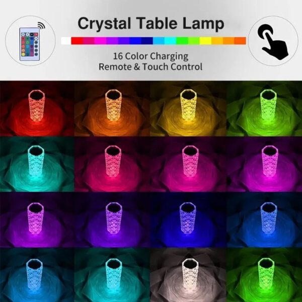 16Colors USB Rechargeable LED Atmosphere Room Decor Christmas Room Decoration Home Lights Crystal Lamp Touch Table Bedside Lamps - Image 7