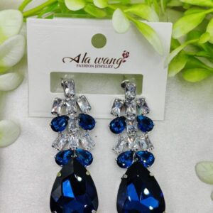 Imported Elegant Blue Crystal Drop Earrings – Glamorous Fashion Jewelry | Best Quality Artificial Earrings For Girls & Women