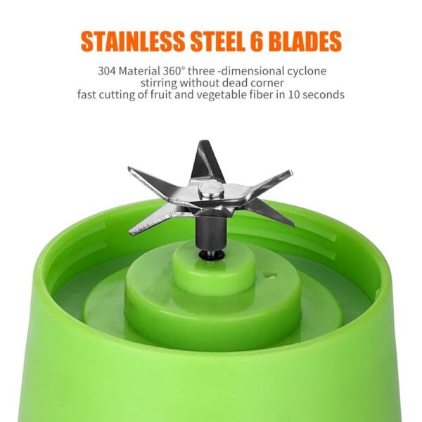 Juicer Blender 6 Blades USB Portable 380ml Mini Fruit Bottle Juicer Small Blender - Image 6