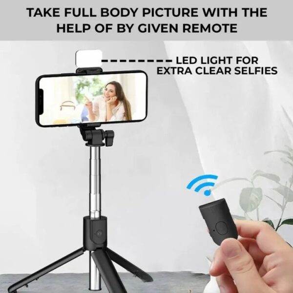R1s Bluetooth Selfie Sticks with Remote and Selfie Light 3-in-1 Multifunctional Selfie Stick Tripod Stand Mobile Stand Compatible with All Phones 360° Rotation Long Selfie Stick with LED Fill Light - Image 7