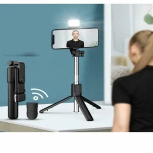 R1s Bluetooth Selfie Sticks with Remote and Selfie Light 3-in-1 Multifunctional Selfie Stick Tripod Stand Mobile Stand Compatible with All Phones 360° Rotation Long Selfie Stick with LED Fill Light