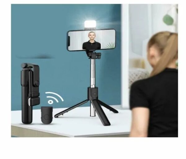 R1s Bluetooth Selfie Sticks with Remote and Selfie Light 3-in-1 Multifunctional Selfie Stick Tripod Stand Mobile Stand Compatible with All Phones 360° Rotation Long Selfie Stick with LED Fill Light