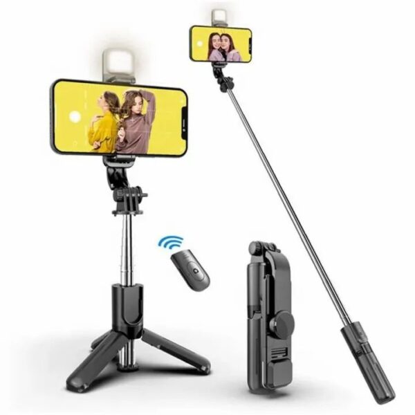 R1s Bluetooth Selfie Sticks with Remote and Selfie Light 3-in-1 Multifunctional Selfie Stick Tripod Stand Mobile Stand Compatible with All Phones 360° Rotation Long Selfie Stick with LED Fill Light - Image 2